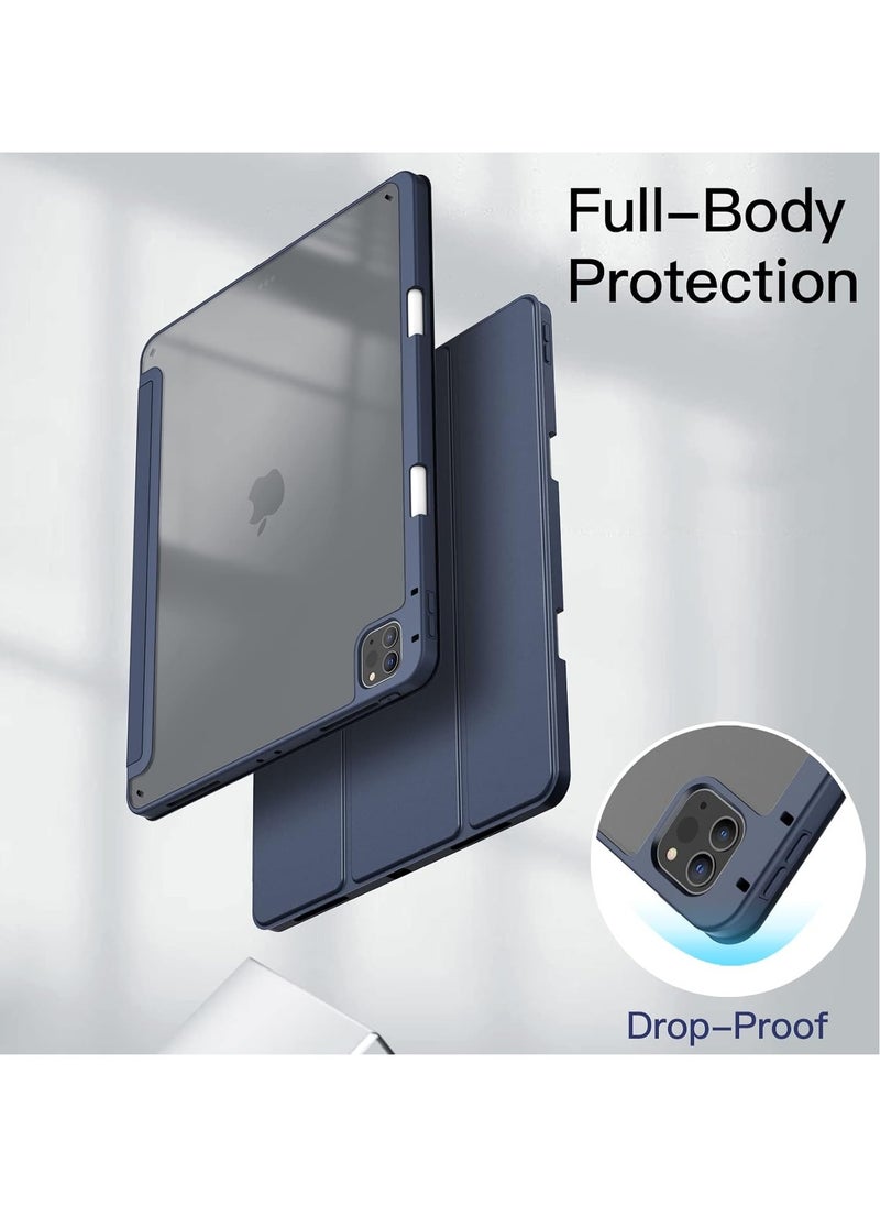 Generic - Case for Case for iPad iPad Air 13 Inch Case M2 2024/iPad Pro 12.9 6th/5th/4th Generation 2022/2021/2020 with Pencil Holder, Clear Transparent Back Shell Slim Stand Shockproof Tablet Cover, Auto Wake/Sleep (Blue) - Image 1