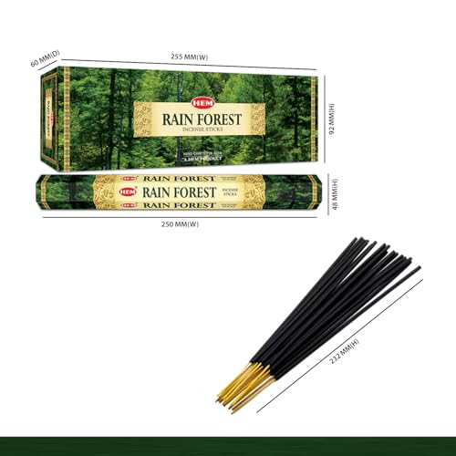 Hem Rain Forest Incense Sticks - Box of Six 20 Stick Hex Tubes | Enchanting Tropical Fragrance | Hand Rolled in India | Perfect for Meditation | Long-Lasting Aroma | Burning Time: 35-40 Minutes Each - Image 2