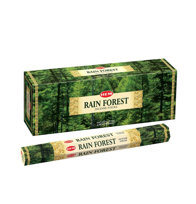 Hem Rain Forest Incense Sticks - Box of Six 20 Stick Hex Tubes | Enchanting Tropical Fragrance | Hand Rolled in India | Perfect for Meditation | Long-Lasting Aroma | Burning Time: 35-40 Minutes Each - Image 1