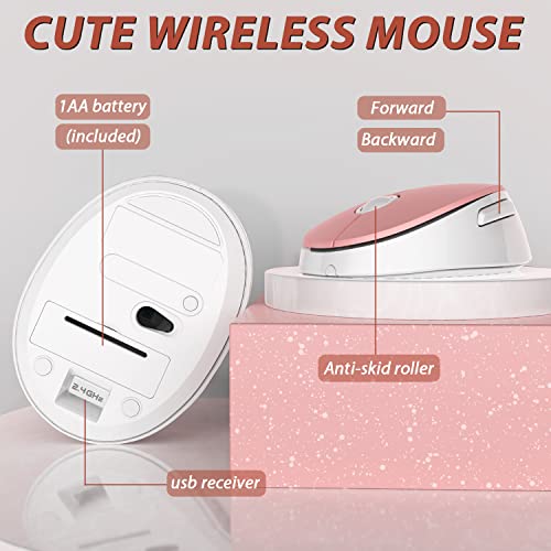 Kootop Wireless Keyboard, Cute Colorful 104 Keys Typewriter Retro Round Keycaps Keyboard for PC Laptop,Desktop,Windows, Home and Office Keyboards (Pink) - Image 5