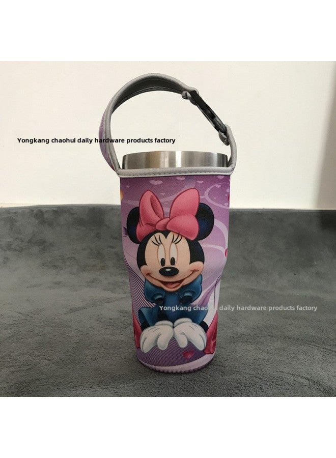 Factory Wholesale Cartoon Ice Cream Cup 30Oz Car Cup Vacuum Cup Cover Portable Drop-resistant Handbag Diving Material Cup Cover-Color:Minnie Love-Capacity:900ml(30oz Ice Cream)  - Image 1
