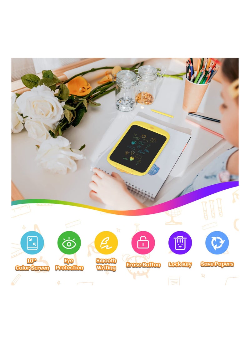 SYOSI - LCD Drawing Pad, 10inch LCD Writing Tablet Colorful Screen Tablet Toddler Drawing Toy Electronic Sketch Pad Reusable Writing Tablet for 3 4 5 6 7 Year Old Boys Girls Preschool Birthday Age 3-7(Yellow) - Image 1