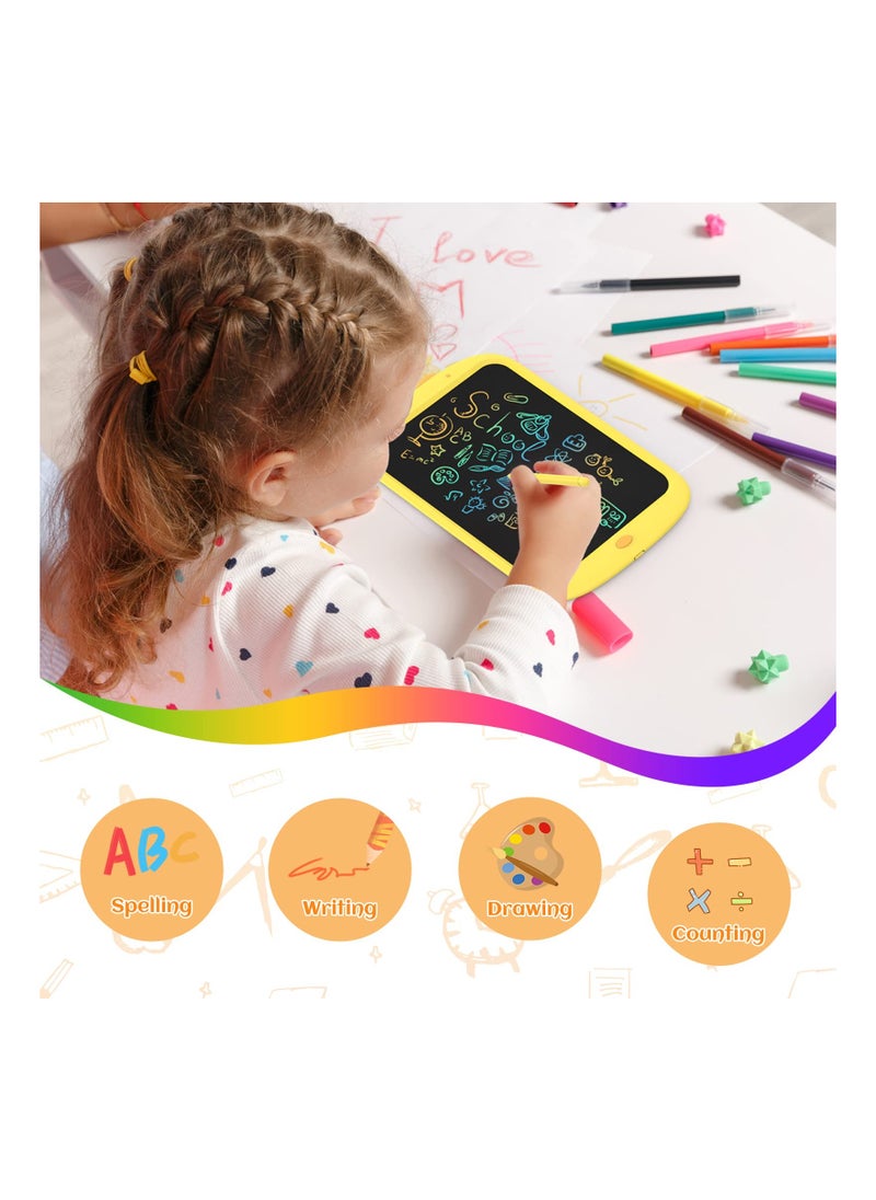 SYOSI - LCD Drawing Pad, 10inch LCD Writing Tablet Colorful Screen Tablet Toddler Drawing Toy Electronic Sketch Pad Reusable Writing Tablet for 3 4 5 6 7 Year Old Boys Girls Preschool Birthday Age 3-7(Yellow) - Image 1