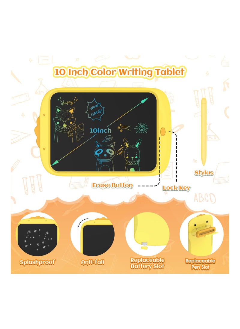 SYOSI - LCD Drawing Pad, 10inch LCD Writing Tablet Colorful Screen Tablet Toddler Drawing Toy Electronic Sketch Pad Reusable Writing Tablet for 3 4 5 6 7 Year Old Boys Girls Preschool Birthday Age 3-7(Yellow) - Image 1