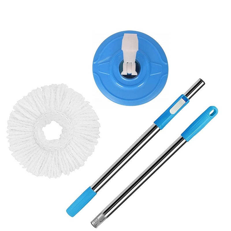 Skyzone Spin Mop Floor Cleaning Spin Mop Stick with Extendable Handle/Rod and Microfiber Refill, 360° Bucket Spin Mop Stick with an Additional Refill White - Image 2