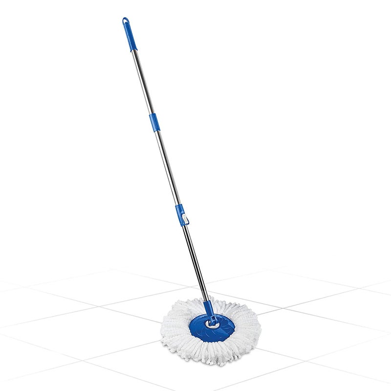 Skyzone Spin Mop Floor Cleaning Spin Mop Stick with Extendable Handle/Rod and Microfiber Refill, 360° Bucket Spin Mop Stick with an Additional Refill White - Image 1