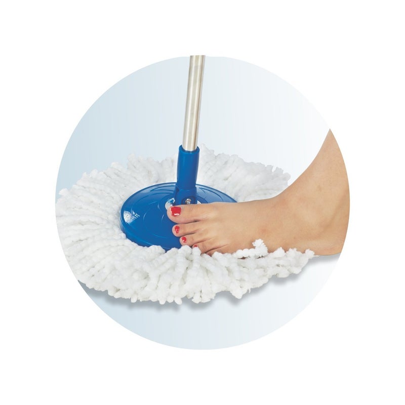 Skyzone Spin Mop Floor Cleaning Spin Mop Stick with Extendable Handle/Rod and Microfiber Refill, 360° Bucket Spin Mop Stick with an Additional Refill White - Image 4