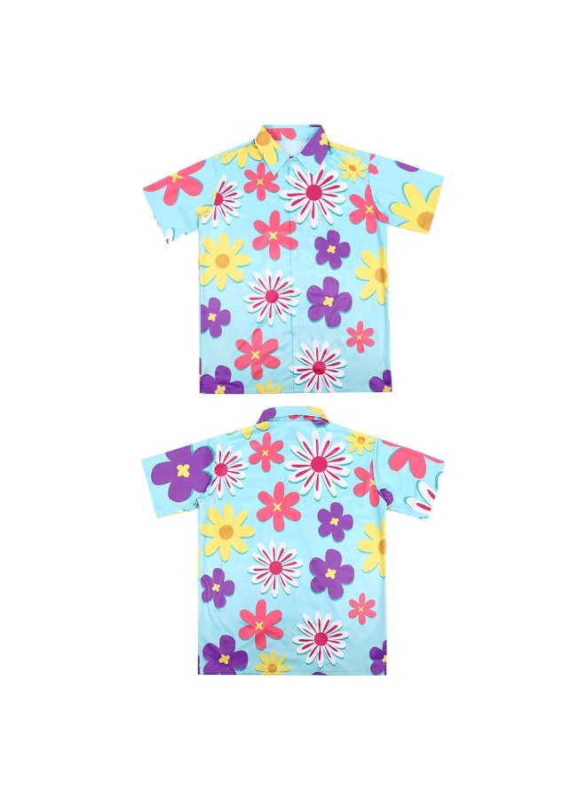 NIBEMINENT Four-sided bouncy koi shirt jacket, summer stage performance costume for both men and women, flower shirt neon - Image 1