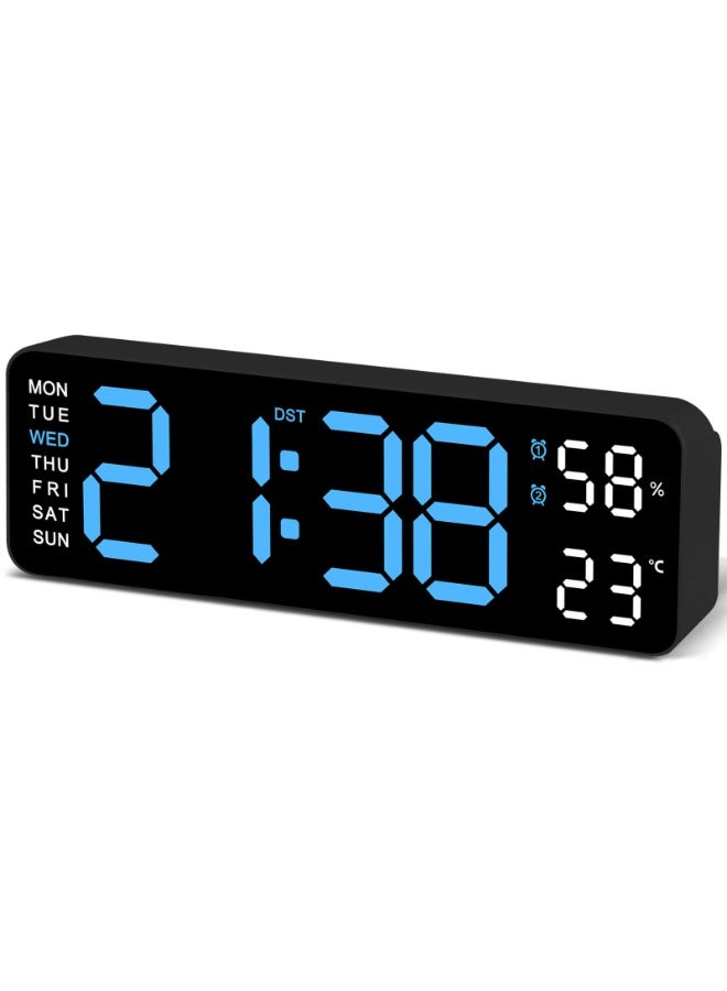 Digital Wall Clock Large Display, 9" LED Wall Clocks for Living Room Decor, Digital Clock with Temperature/DST/Auto-Dimming/Humidity/Snooze - 12/24H, Silent Digital Clocks for Seniors Kids - Image 1