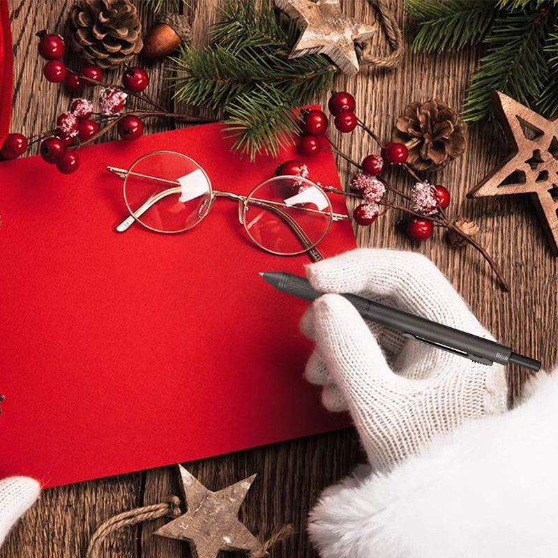 smttw 4 in1 Multi-Function Refillable & Retractable Ballpoint Pen + 0.7mm Mechanical Pencil, Fine Point, Grey Metal Barrel, With Black/Red/Blue Inks Color Code, Multicolor Pen With Metal Gift Box - Image 5