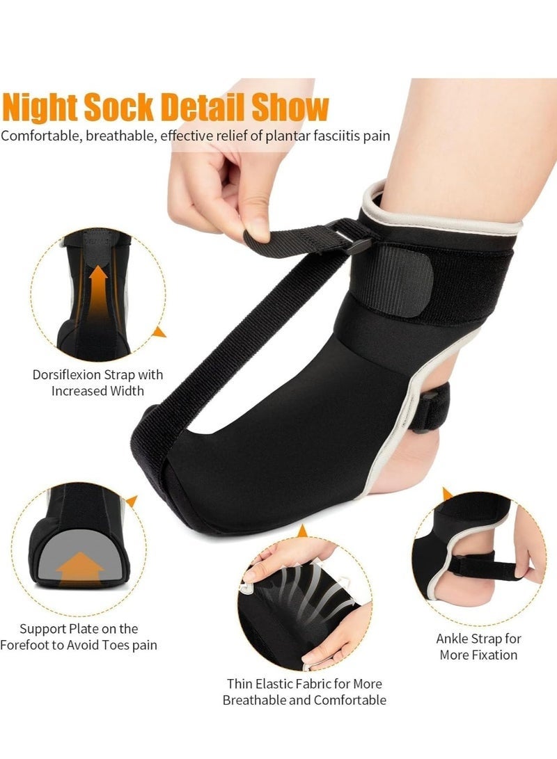 Plantar Fasciitis Night Splint Sock Upgraded Plantar Fasciitis Brace for Women Men with Arch Support for Achilles Tendonitis Foot Drop Heel Spur Pain Relief Black (Small) - Image 2