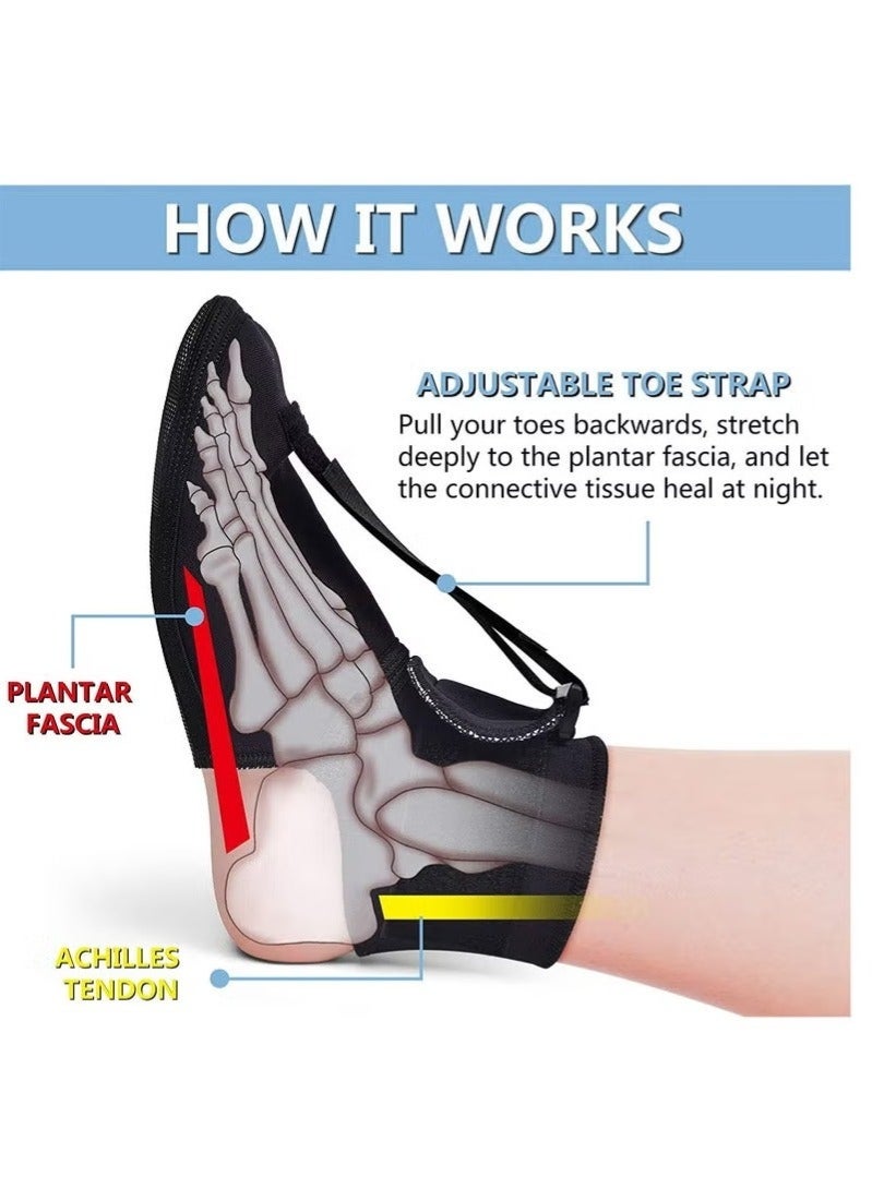 Plantar Fasciitis Night Splint Sock Upgraded Plantar Fasciitis Brace for Women Men with Arch Support for Achilles Tendonitis Foot Drop Heel Spur Pain Relief Black (Small) - Image 3