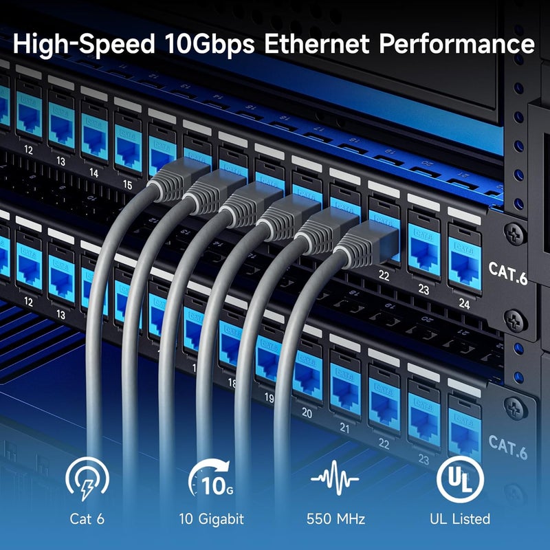 CableMatters [مدرج في UL] حزمة 25 من موصلات كات 6 سريعة التركيب بسرعة 10 جيجابت في الثانية، موصل RJ45 بملف نحيف مع قاعدة تثبيت، متوافق مع أنظمة ليفيتون كويك بورت، أزرق (رقم الموديل 180070) - Image 2