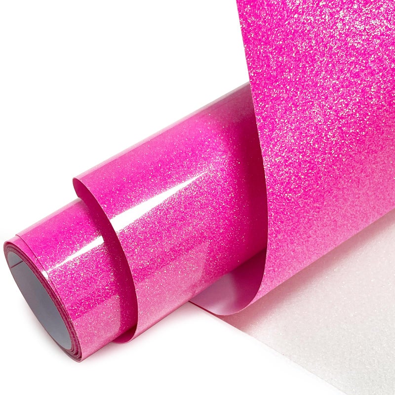 MerryMade Neon Pink Glitter Heat Transfer Vinyl 12 x 5 ft HTV for Shirts Glitter HTV for All Cutter Machine Easy to Cut Weed for Heat Vinyl Design - Image 3