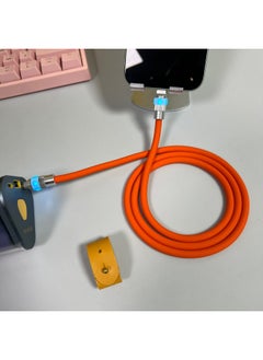 Liquid Silicone Magic Color Luminous Head Data Cable 120W Fast Charging Cable For Huawei For Xiaomi OPPO For Iphone 15 Mobile Phone-Color:1 M [USB To For Iphone 12w]]-Model:Orange Silicone Magic Color Gradient Hair Light [Firefly Shell]]