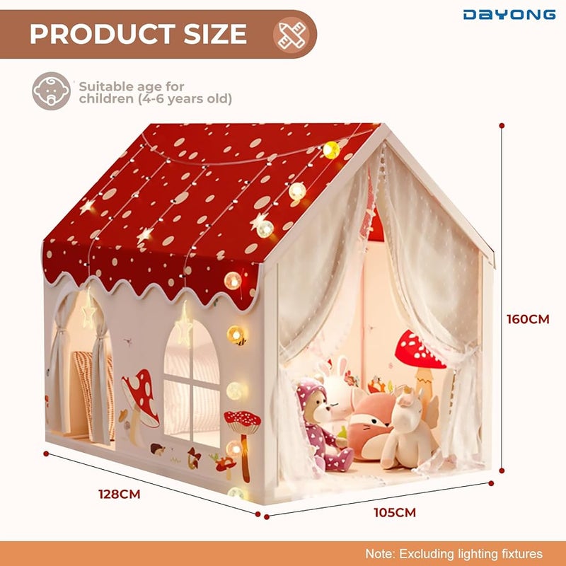 DAYONG Kids Play Tent House, Extra Large Playhouse Tent Indoor & Outdoor, Play House Kids Tent Castle, Princess Castle Tent for Boys & Girls, Play Cottage Toys Gift (Mushroom) - Image 2