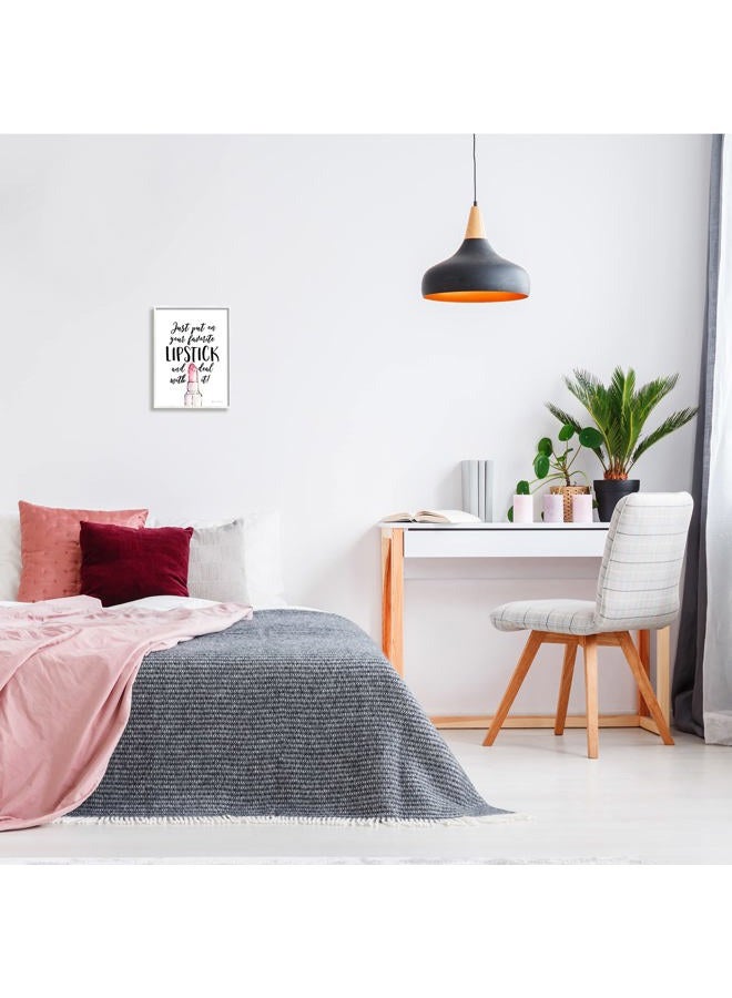 Stupell Industries Favorite Lipstick Deal with It Phrase Cosmetic Fashion, Designed by Stephanie Workman Marrott White Framed Wall Art, 11 x 14 - Image 2