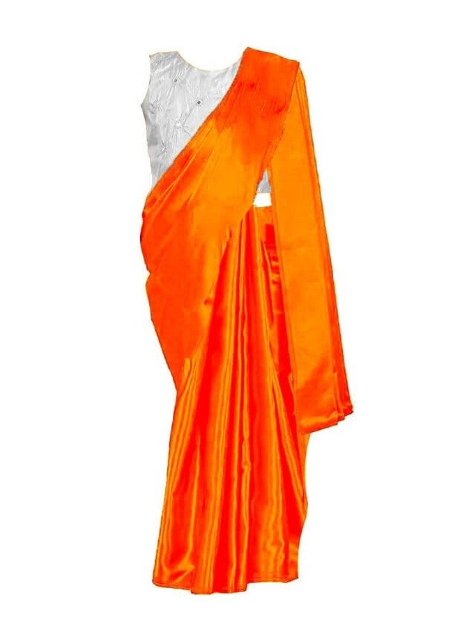 HIBA CREATIONS Baby Girl Kids Independence day orange color Saree With white blouse 3-6 Months - Image 2
