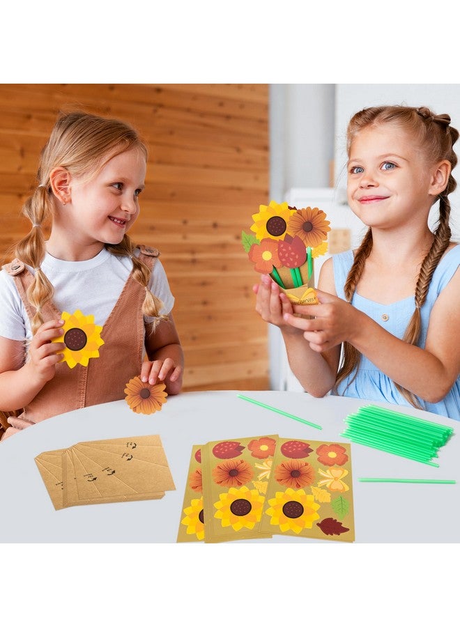 BeYumi Flower Bouquet Craft Kit - 48Pcs Fall Flower Bouquet Craft For Kids Make Your Own Thankful Flower Bouquet Autumn Fall Florals Thanksgiving Diy Gift Craft School Classroom Home Fun Activities - Image 3