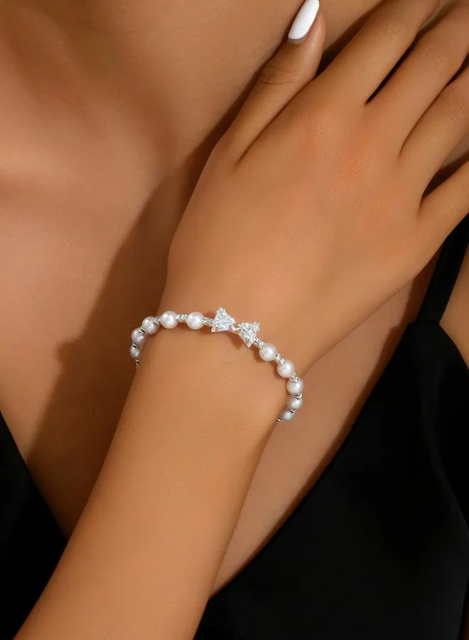 Take Two Take Two Ribbon Decor Beaded Bracelet