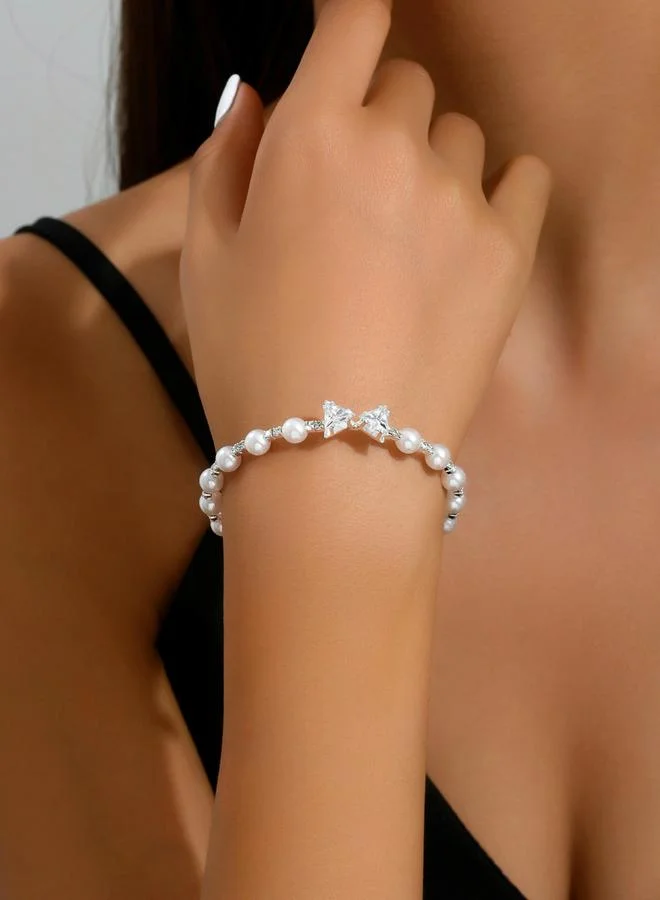 Take Two Take Two Ribbon Decor Beaded Bracelet