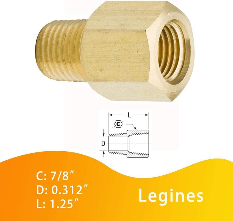 Legines Brass Pipe Fitting, Adapter 3/8" NPT Female to 1/4" NPT Male Reducing Adaptor 1200psi High Presure (Pack of 2) - Image 4