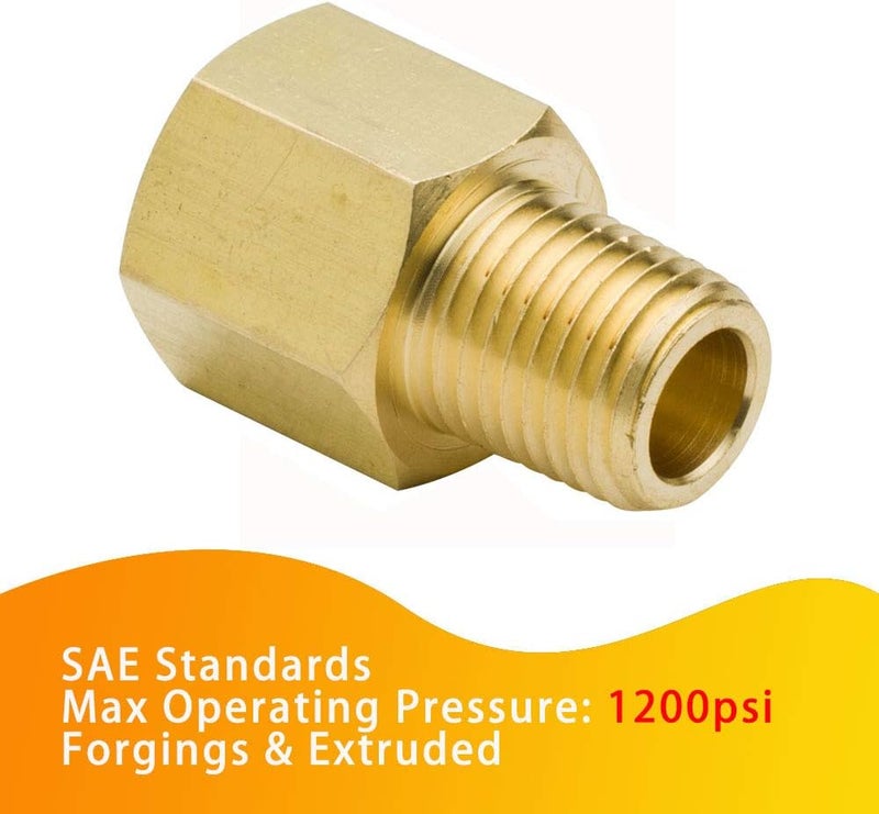Legines Brass Pipe Fitting, Adapter 3/8" NPT Female to 1/4" NPT Male Reducing Adaptor 1200psi High Presure (Pack of 2) - Image 2