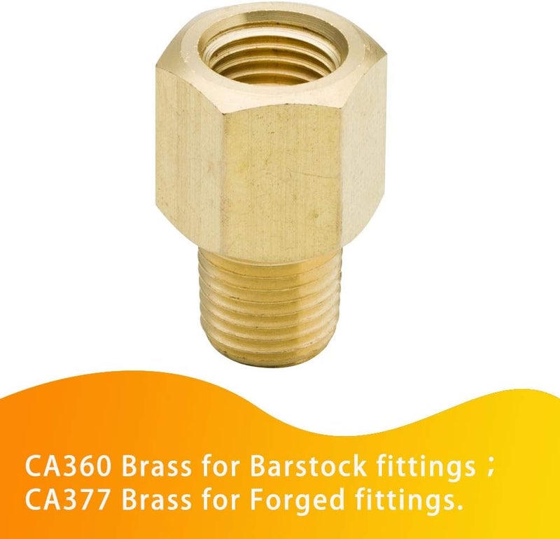 Legines Brass Pipe Fitting, Adapter 3/8" NPT Female to 1/4" NPT Male Reducing Adaptor 1200psi High Presure (Pack of 2) - Image 3