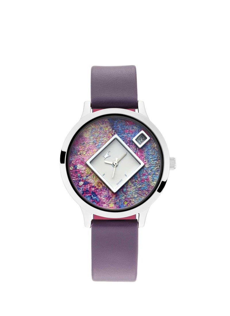 fastrack Fastrack Fit Outs Quartz Analog with Date Multicoloured Dial Leather Strap Watch for Girls  - Image 1