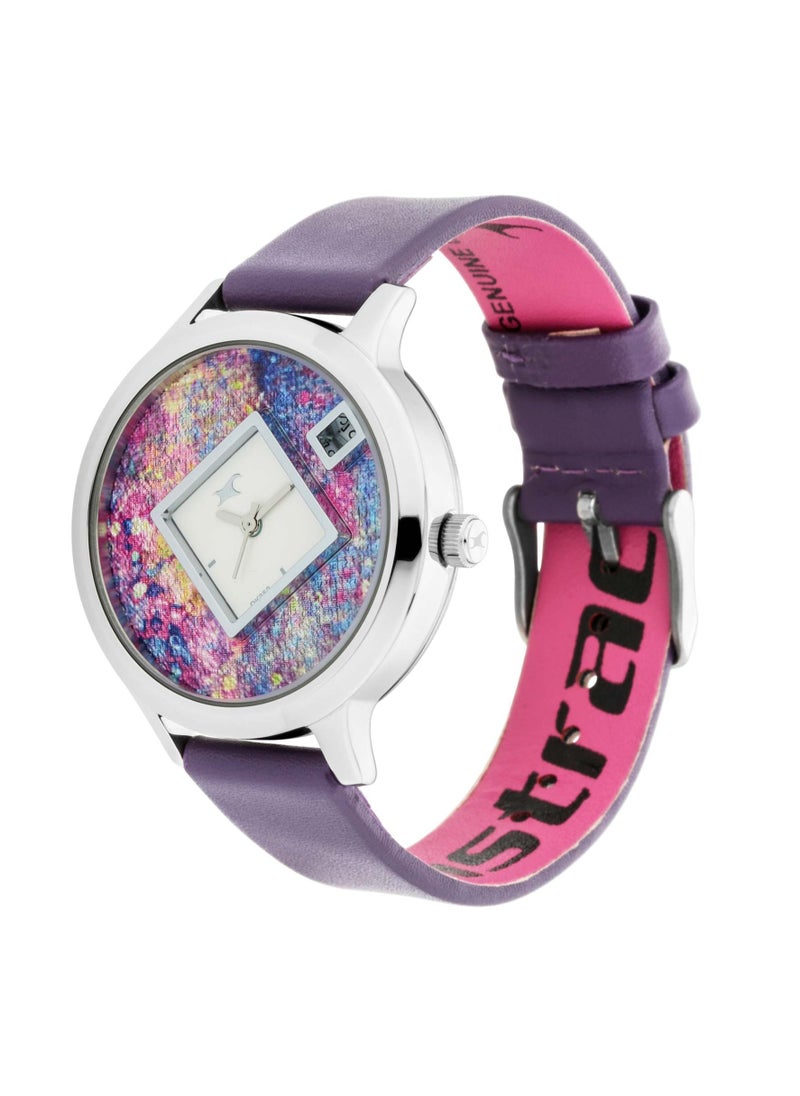 fastrack Fastrack Fit Outs Quartz Analog with Date Multicoloured Dial Leather Strap Watch for Girls  - Image 2