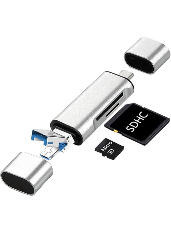 Haysenser قارئ بطاقات SD 6 في 1 USB Type C، USB 3.0 و Micro USB OTG محول بطاقة الذاكرة المحمولة 1 فتحة لـ TF، SD، Micro SD، SDXC، SDHC، MMC، RS-MMC، Micro SDXC، Micro SDHC، UHS-I، USB 3.0 - Image 1
