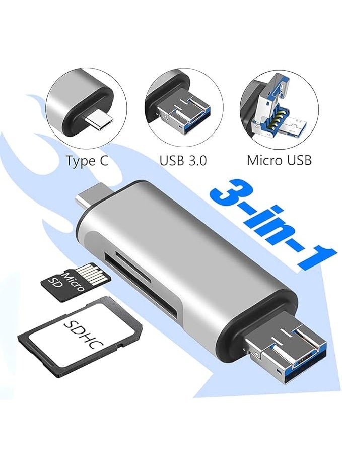 Haysenser قارئ بطاقات SD 6 في 1 USB Type C، USB 3.0 و Micro USB OTG محول بطاقة الذاكرة المحمولة 1 فتحة لـ TF، SD، Micro SD، SDXC، SDHC، MMC، RS-MMC، Micro SDXC، Micro SDHC، UHS-I، USB 3.0 - Image 2
