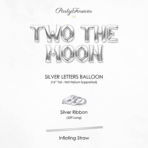 PartyForever Silver Two The Moon Party Decorations Foil Balloon Banner - Image 5