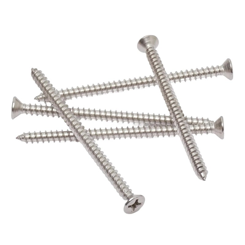 Bolt Dropper #12 X 3-1/2'' Stainless Steel Flat Head Phillips Wood Screw, (25 pc), 18-8 (304) Stainless Steel Sheet Metal Screws - Type A Point, Plain Finish - Image 1
