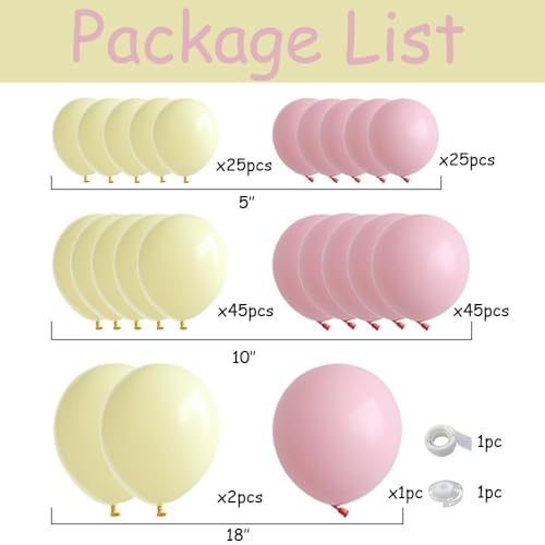 Eopelsm Pastel Pink Yellow Balloon Garland Arch Kit 143PCS Macaron Pink and Yellow Balloon Arch Kit for Honey Bear Baby Shower Princess Birthday Wedding Party Decorations - Image 5