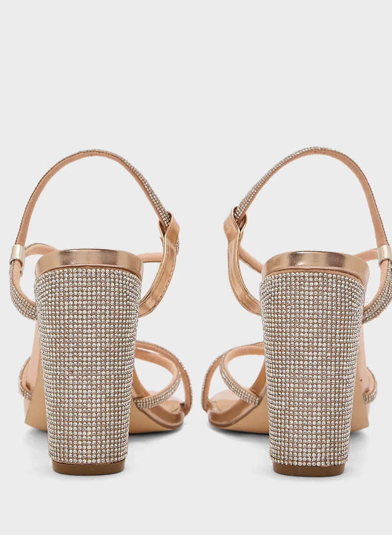 Truffle Diamante Block Heel Sandal