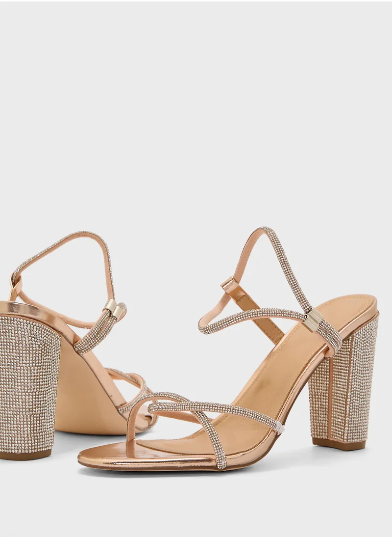 Truffle Diamante Block Heel Sandal