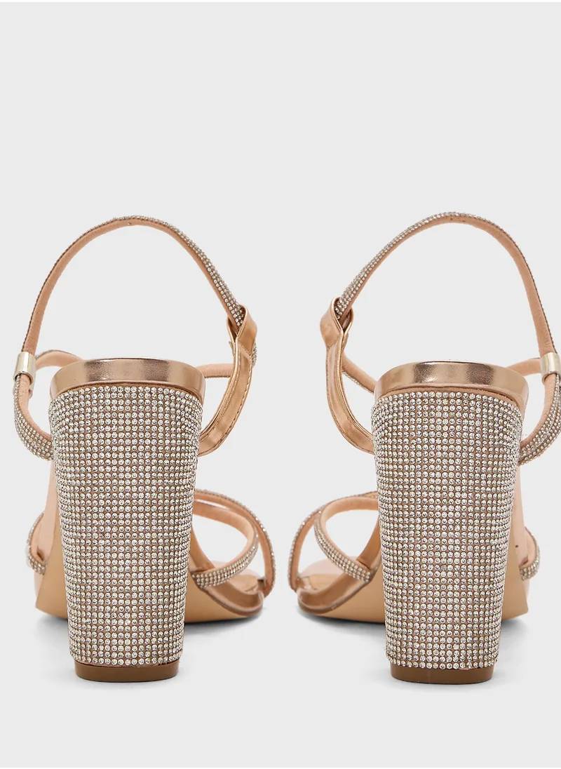 Truffle Diamante Block Heel Sandal