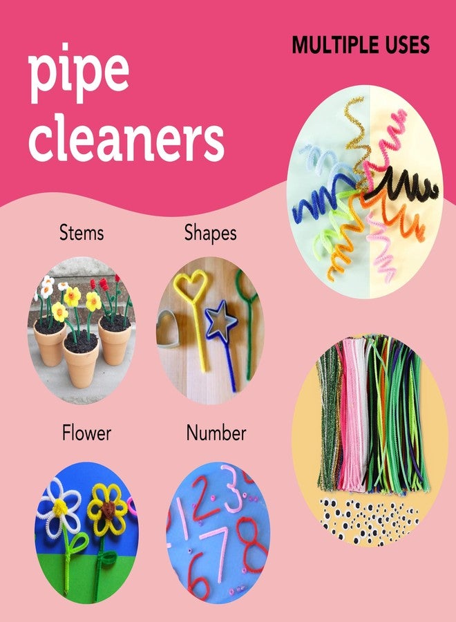 Incraftables 600pcs Pipe Cleaners Craft Supplies Set (20 Colors). Best Thick Fuzzy Chenille Stems Sticks with Googly Eyes. Colorful & Assorted Bulk Pipecleaners for DIY Arts & Crafts (12 inch Long) - Image 3