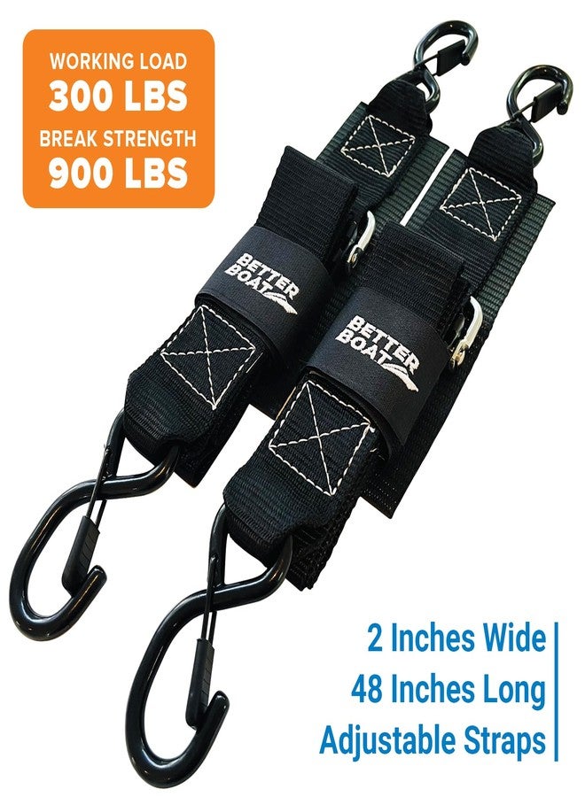 Better Boat أحزمة ربط القارب للمقطورة، 2 بوصة × 48 بوصة أحزمة ترانسمون من الدرجة البحرية، مشبك يدوي ثقيل، قصيرة، ربط القارب للمقطورة، جت سكي، 4 أقدام - Image 5