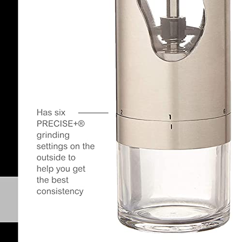 AdHoc Mrs. Bean Stainless Steel Coffee Grinder - 7" Manual Coffee Burr Grinder with Adjustable Coarseness Settings - Stainless Steel Coffee Bean Grinder - Easy-to-Clean Kitchen Tool - Image 4