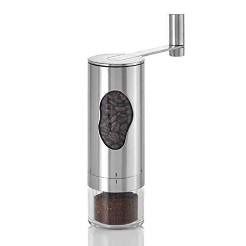 AdHoc Mrs. Bean Stainless Steel Coffee Grinder - 7" Manual Coffee Burr Grinder with Adjustable Coarseness Settings - Stainless Steel Coffee Bean Grinder - Easy-to-Clean Kitchen Tool - Image 1
