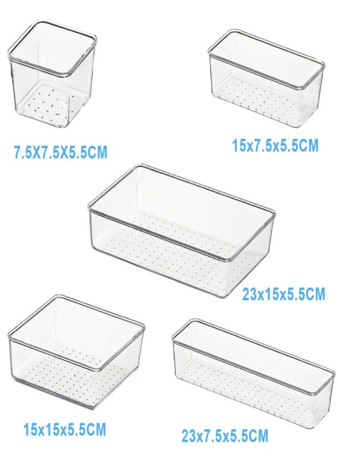 MIXDE 12 Pcs Thick Anti-Slip Clear Durable Plastic Drawer Organizer and Tray Divider Bin Set  - Image 2