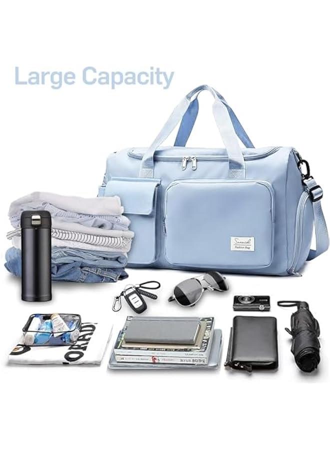 هوكور شنطة صغيرة لصالة الالعاب الرياضية للنساء من دوركو، شنطة دفل مقاومة للماء للحمل في عطلة نهاية الاسبوع مع جيب للحذاء وجيب مبلل، شنطة توت للسفر والتمارين الرياضية وعطلة نهاية الاسبوع، شنطة حمل ليلية - Image 3