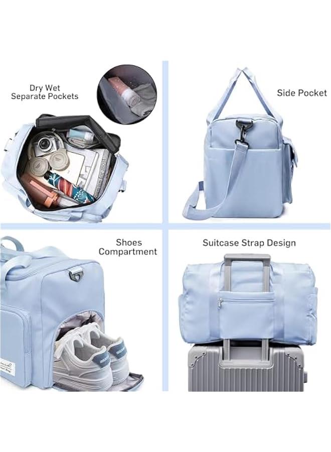 هوكور شنطة صغيرة لصالة الالعاب الرياضية للنساء من دوركو، شنطة دفل مقاومة للماء للحمل في عطلة نهاية الاسبوع مع جيب للحذاء وجيب مبلل، شنطة توت للسفر والتمارين الرياضية وعطلة نهاية الاسبوع، شنطة حمل ليلية - Image 4