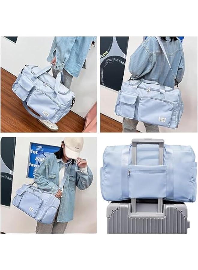 هوكور شنطة صغيرة لصالة الالعاب الرياضية للنساء من دوركو، شنطة دفل مقاومة للماء للحمل في عطلة نهاية الاسبوع مع جيب للحذاء وجيب مبلل، شنطة توت للسفر والتمارين الرياضية وعطلة نهاية الاسبوع، شنطة حمل ليلية - Image 5