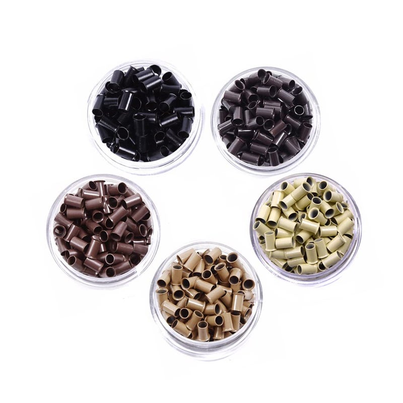 1000 Pcs Flare Euro Lock Copper Tubes Micro Rings Links Beads for ITip Human Hair Extensions 34x30X60mm Brown