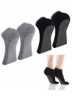 Depend Non Slip Socks Women Fashion All Season Socks Sports Casual Simple Striped Colors For Pilates Yoga Barre Ballet Dance Fitness Football Hospital Mid-Tube Socks Free Size 2 Pieces  - Image 1