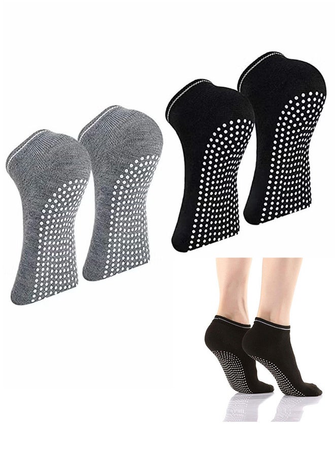 Depend Non Slip Socks Women Fashion All Season Socks Sports Casual Simple Striped Colors For Pilates Yoga Barre Ballet Dance Fitness Football Hospital Mid-Tube Socks Free Size 2 Pieces  - Image 1