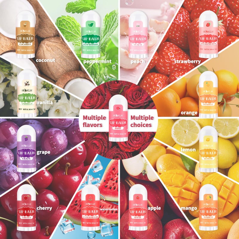 HCKLM Mini Lip Balm 25 Pack, Natural Lip Balms with Vitamin E and Coconut Oil. Moisturizes for Dry Lips, Perfect for Christmas Gifts, Party Favors, Gift Bags and Small Gifts-13 Flavors - Image 2